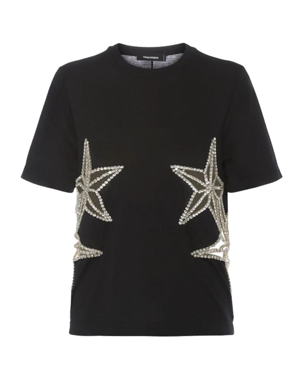 DSquared² Black Star Embellished Crewneck T-Shirt