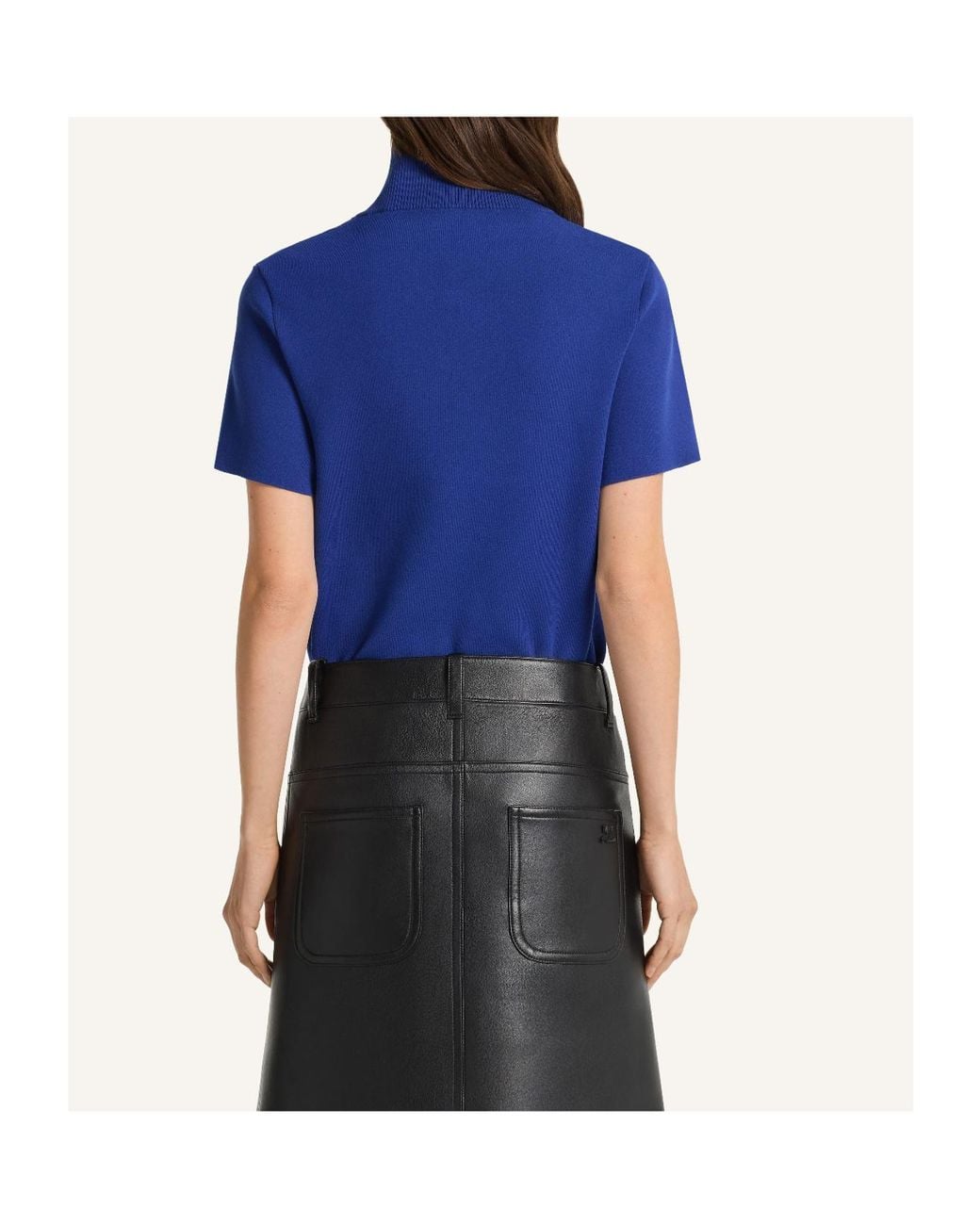 Courreges Blue Milano Knit Ribbed-Collar Top
