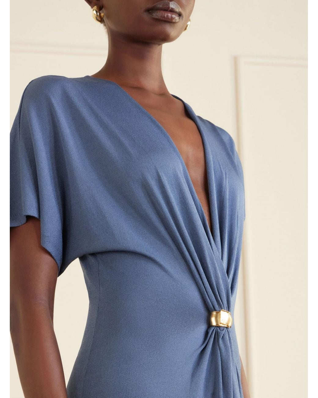Altuzarra Blue Rene V-Neck Dress