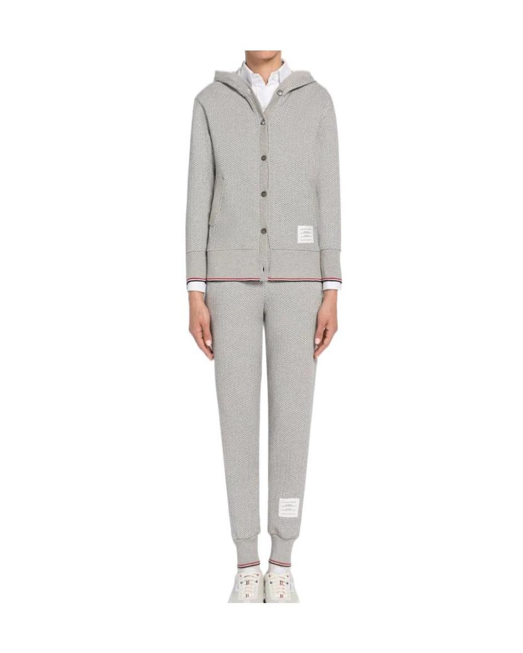 Thom Browne Gray Rwb Striped Button-Front Hoodie