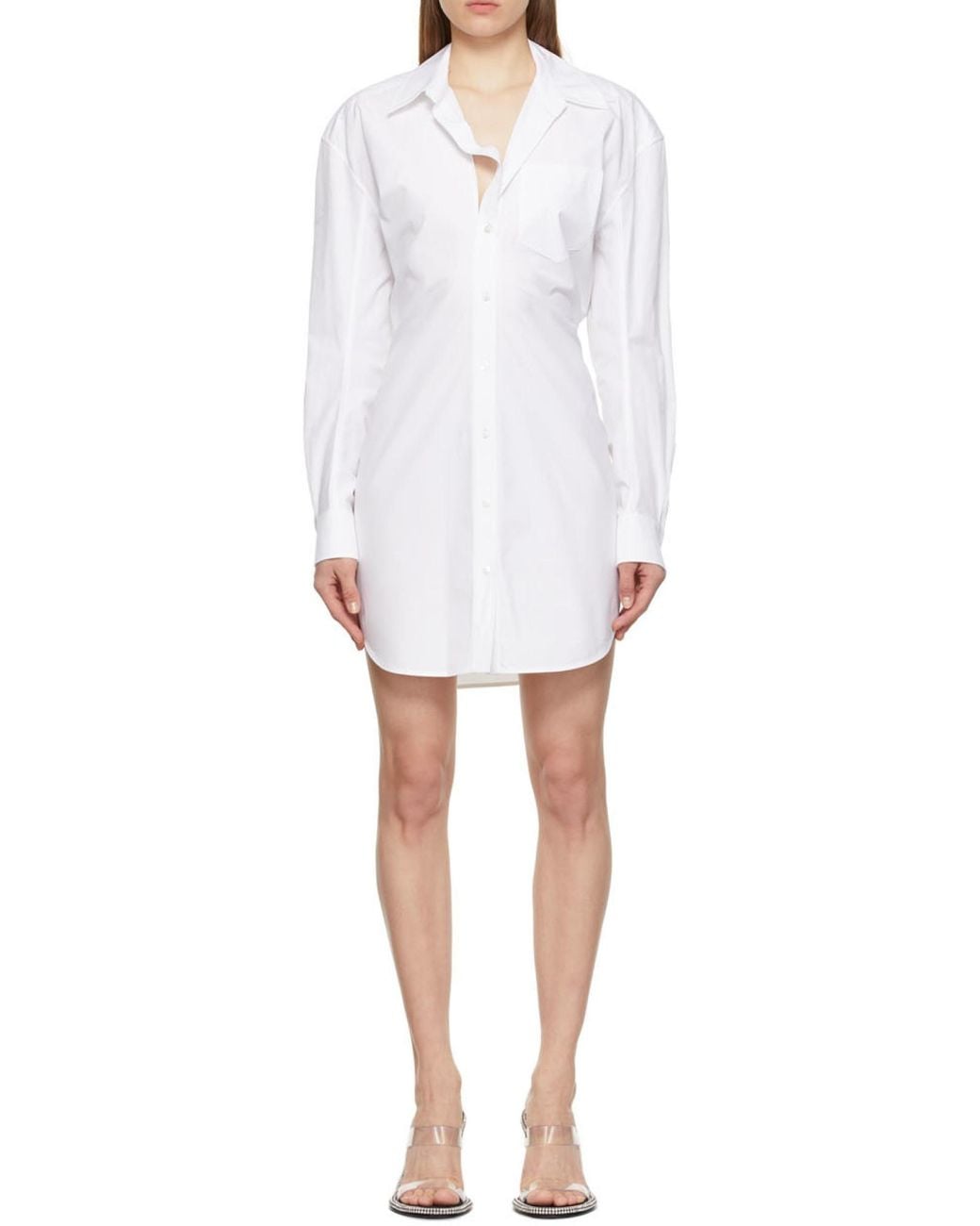 Alexander Wang White Long-Sleeve Cotton Shirtdress