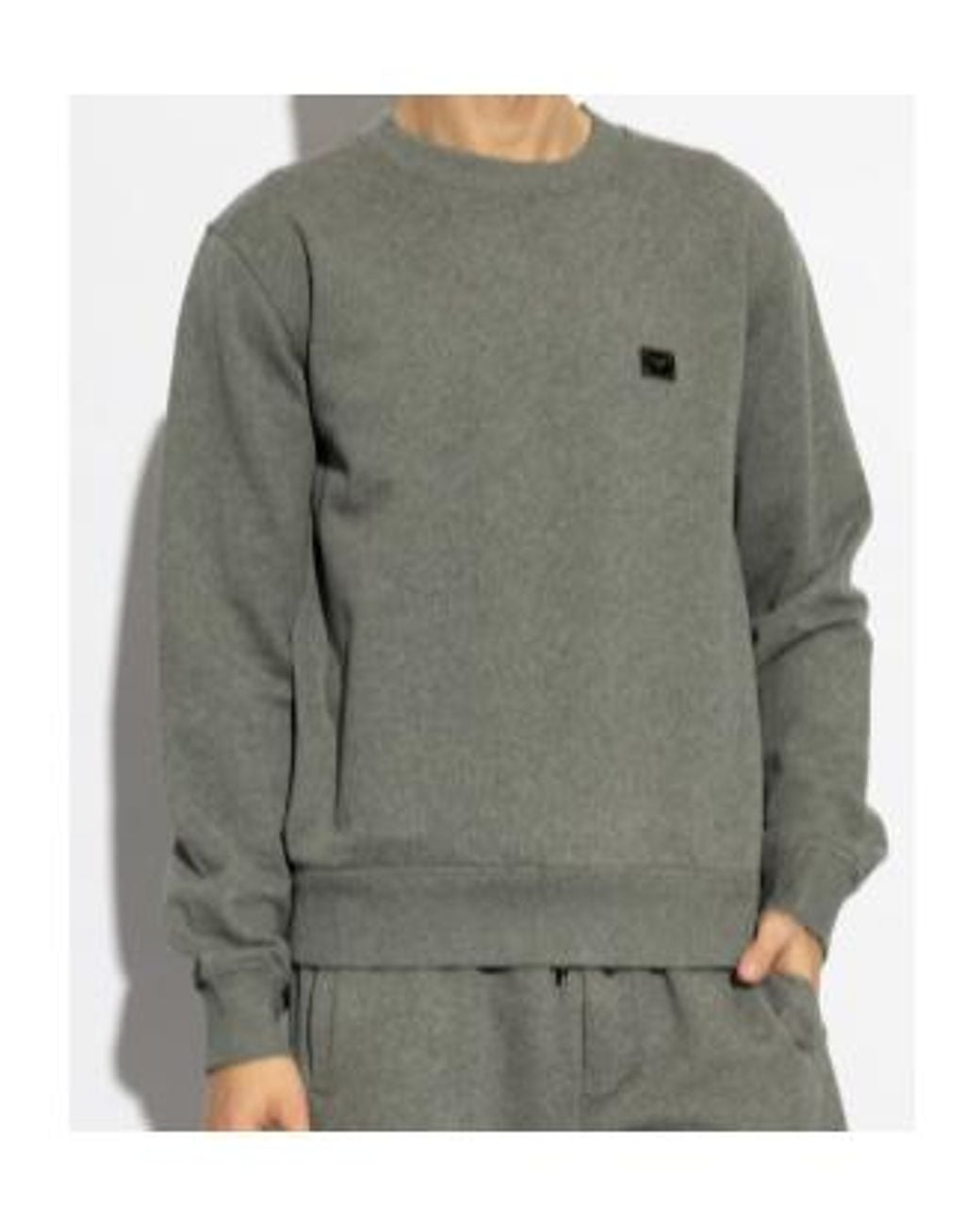 Dolce & Gabbana Gray Logo Plaque Sweatshirt for men