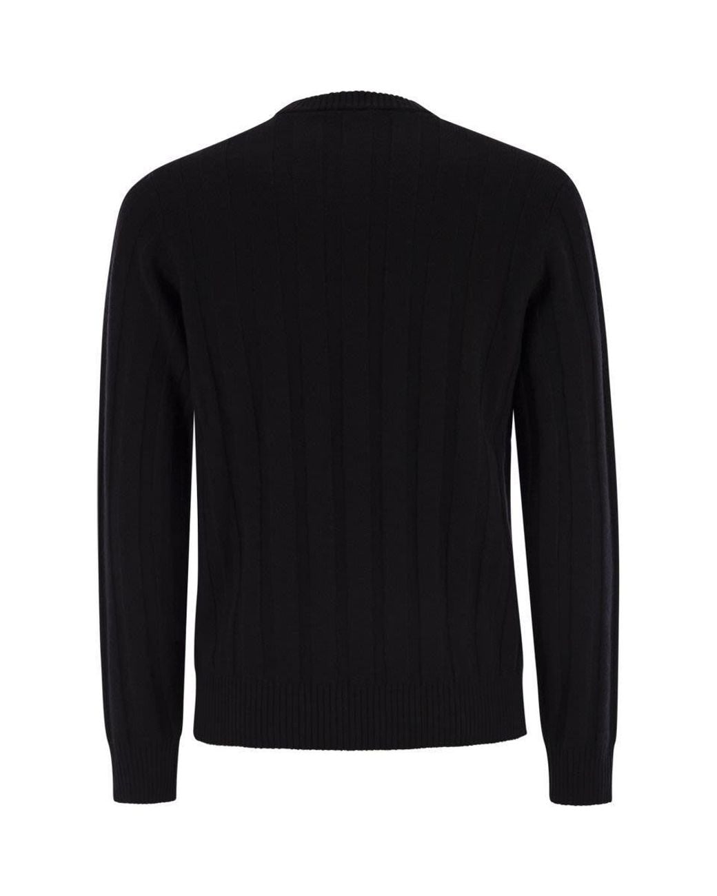 Peserico Black Ribbed-Collar Sweater for men