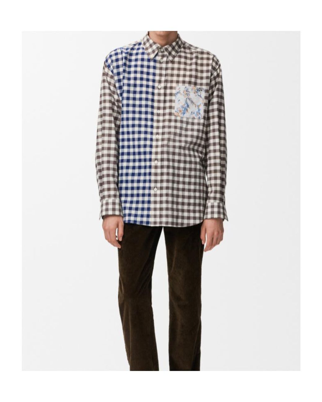 Loewe Blue Button Checked Shirt for men