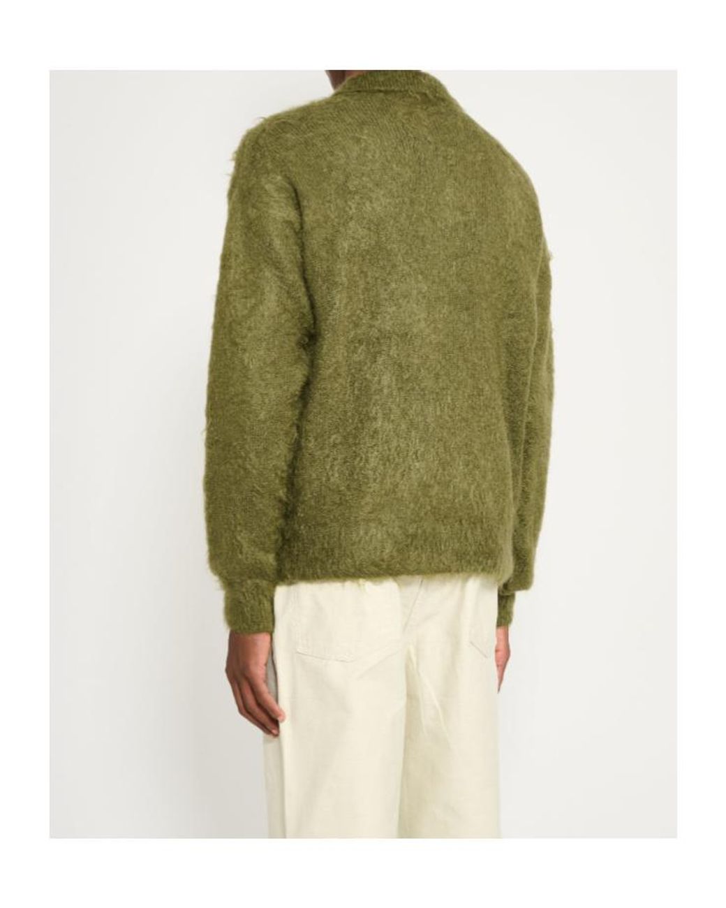 Auralee Green Brushed Mohair Polo Knitwear for men