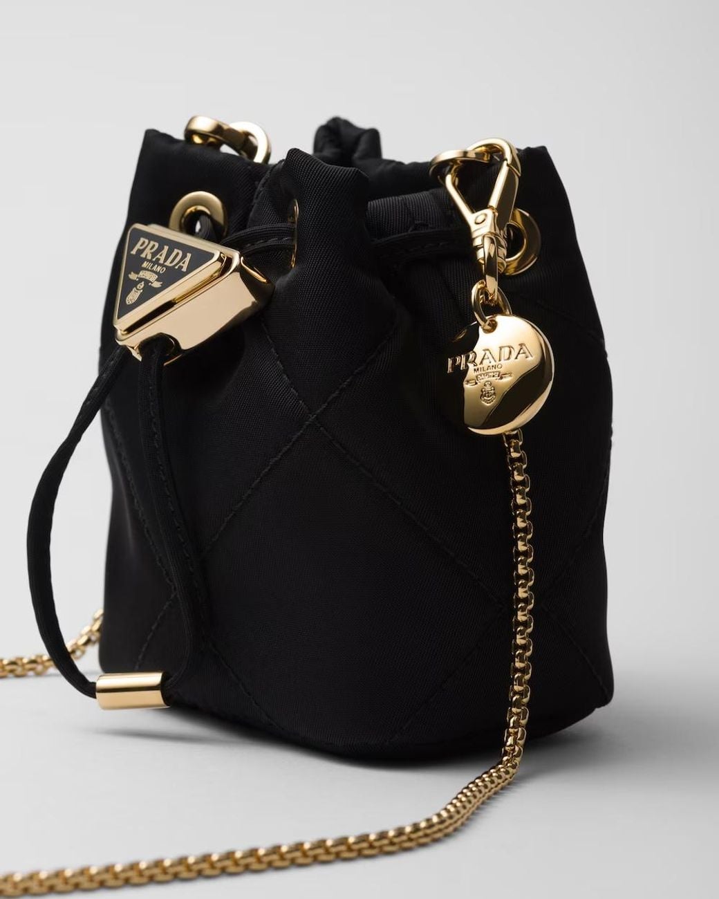Prada Black Logo Drawstring Mini Bag