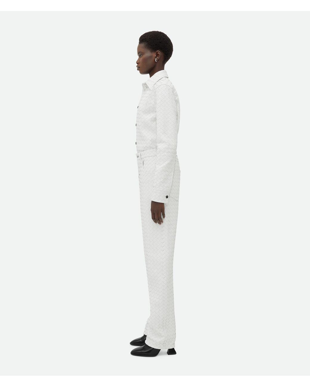 Bottega Veneta White Intreciato Patterned Casual Pants