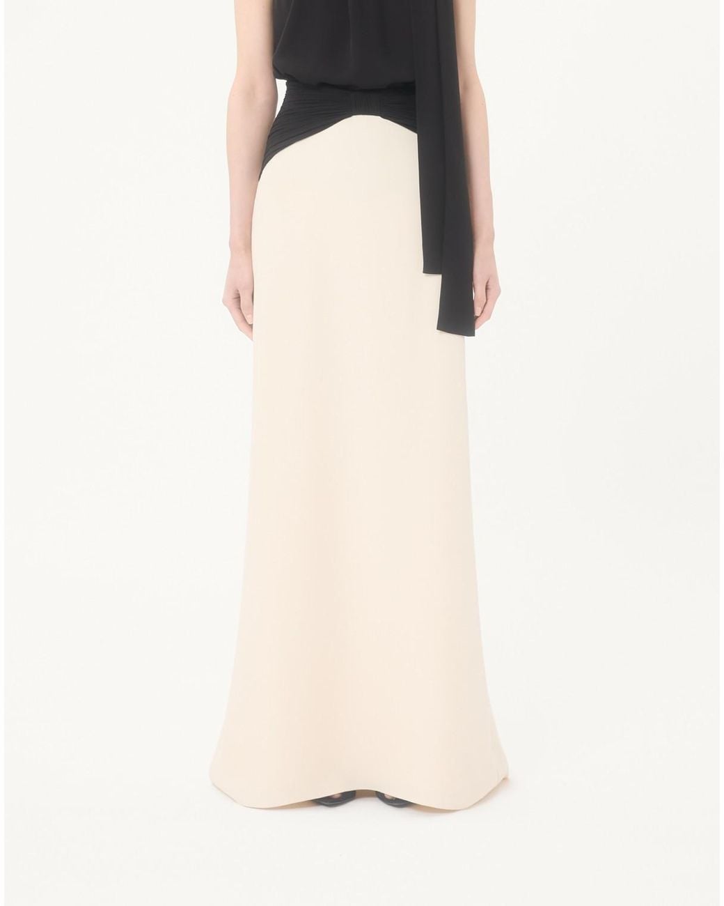 Valentino Natural Draped Waist Maxi Skirt