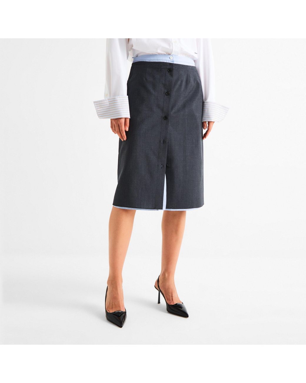 Prada Blue Midi Skirt