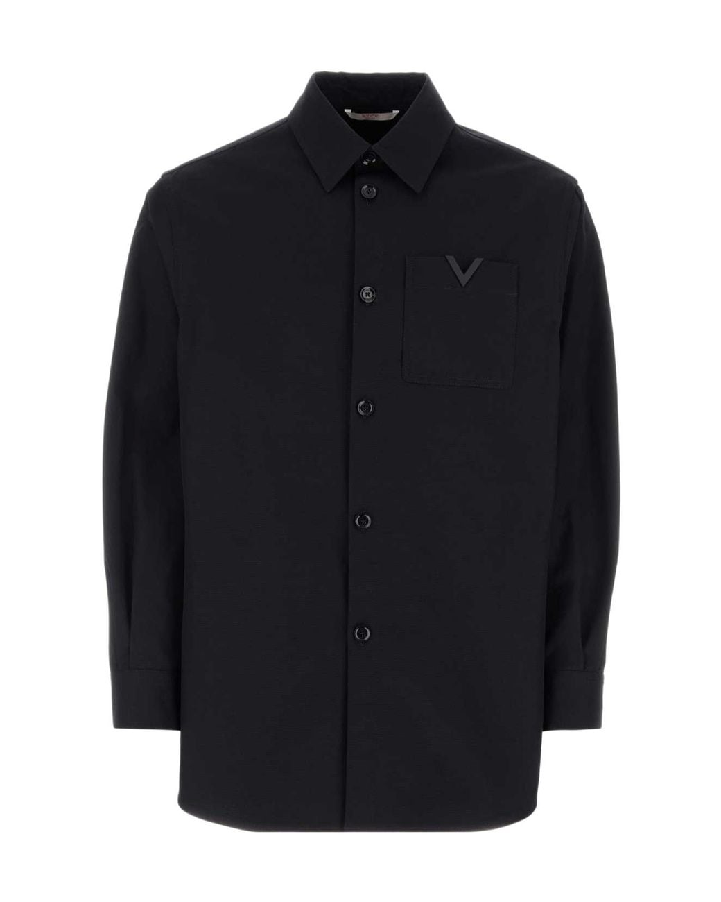 Valentino Blue Vlogo Plaque Straight Hem Shirt for men