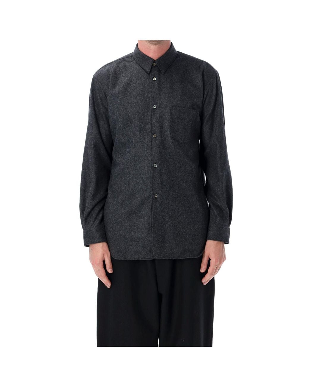 Comme des Garçons Black Long-Sleeved Collared Shirt for men