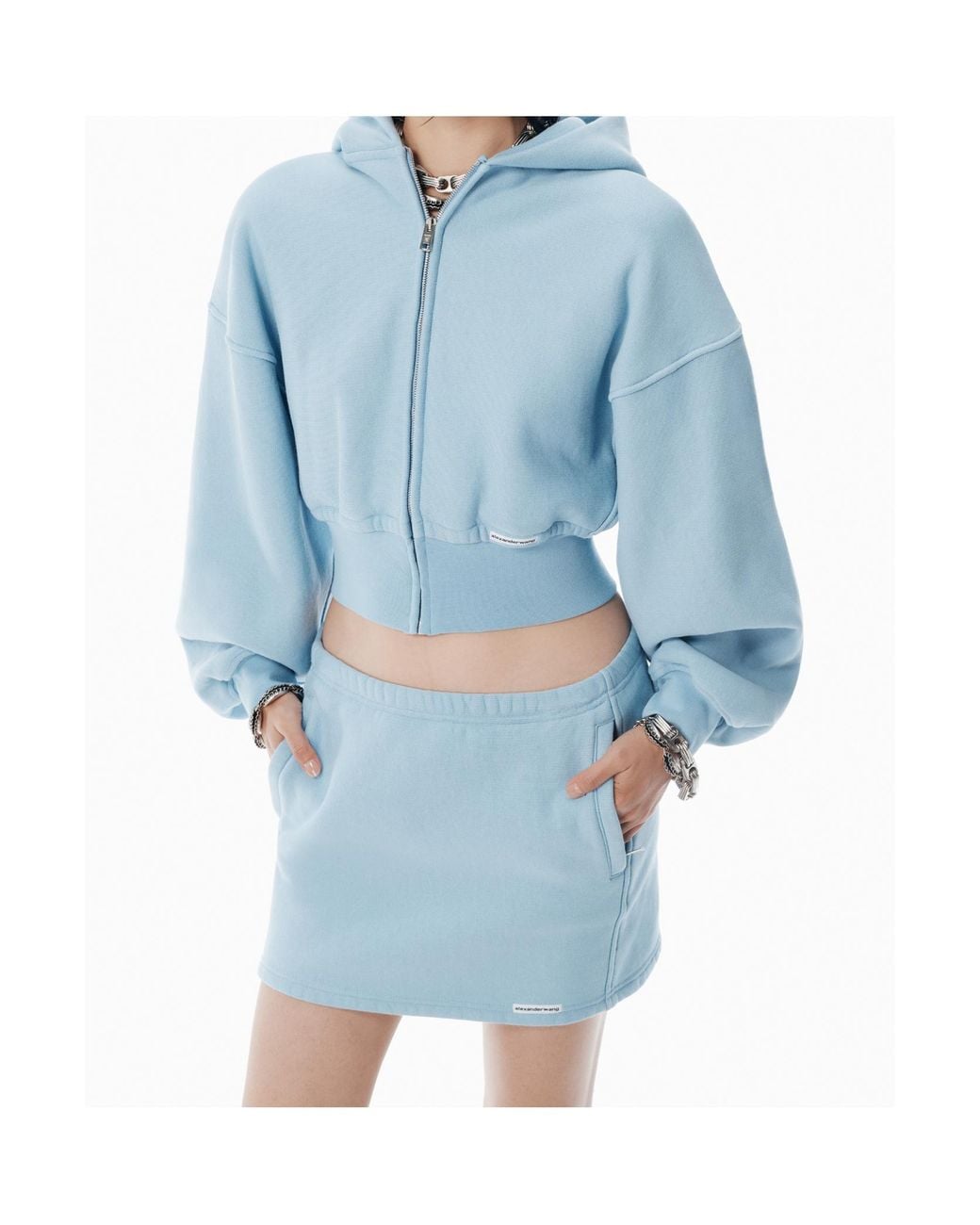Alexander Wang Blue T By Zip-Up Cropped Hoodie