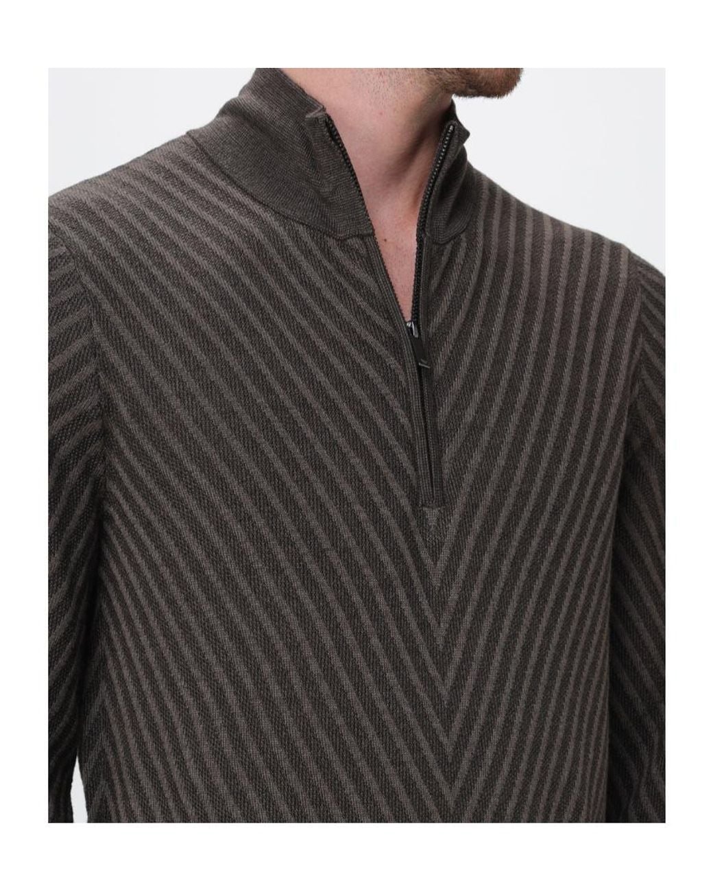 Emporio Armani Black エンポリオ アルマーニ シェブロン ハーフジップ ニットセーター for men