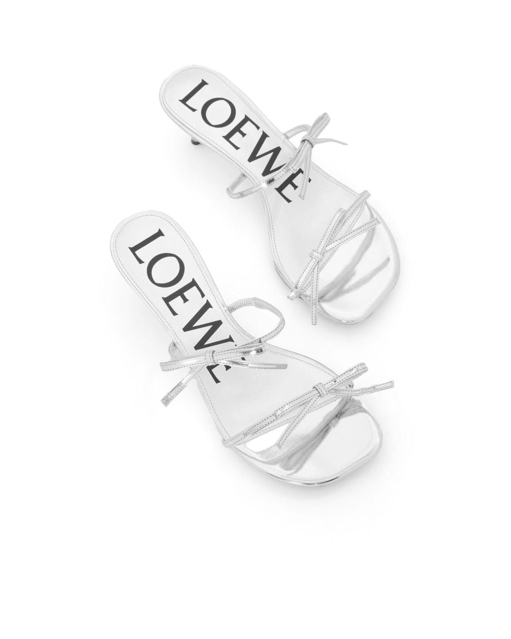 Loewe White Petal Metallic Sandals