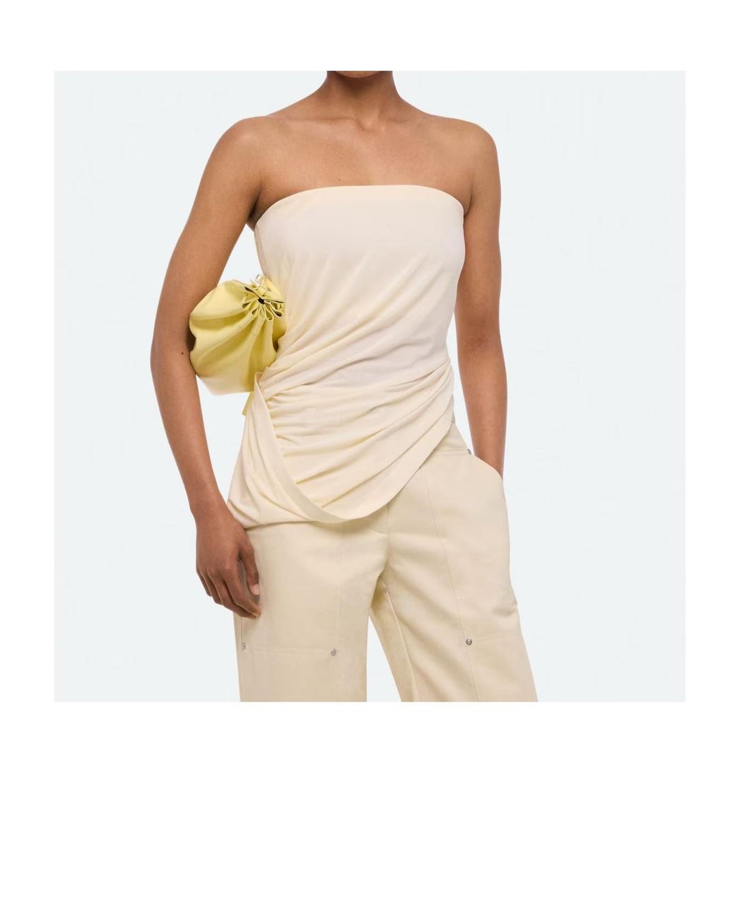 Helmut Lang Natural Knot-Front Strapless Top