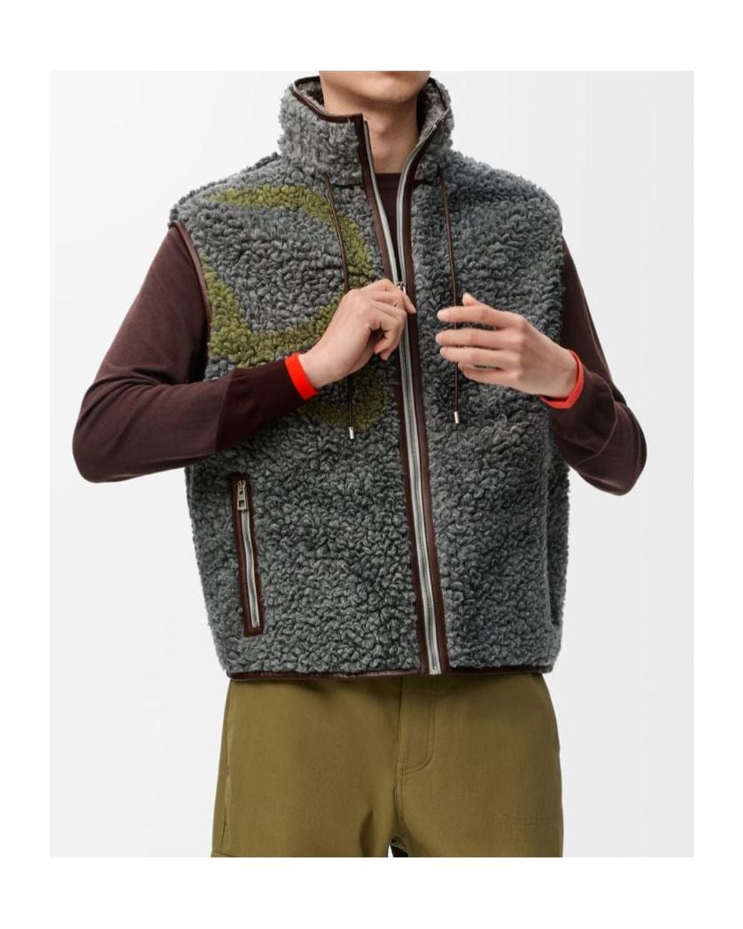 Loewe Gray Vest With A Collar Tightened With Drawstrings for men