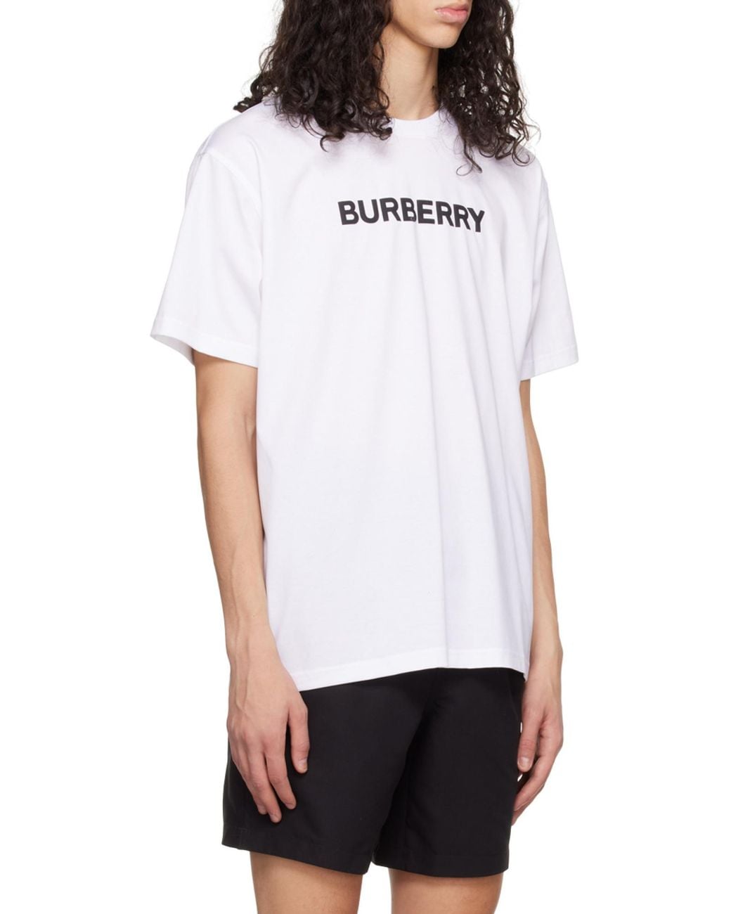 Burberry White Logo Printed Crewneck T-Shirt for men
