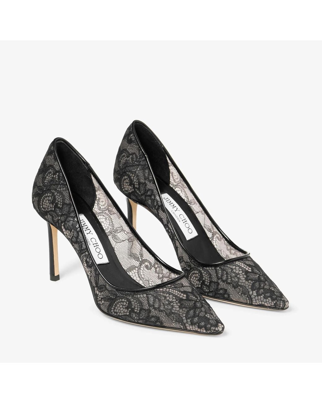 Jimmy Choo Metallic Romy Lace Pointed Pumps