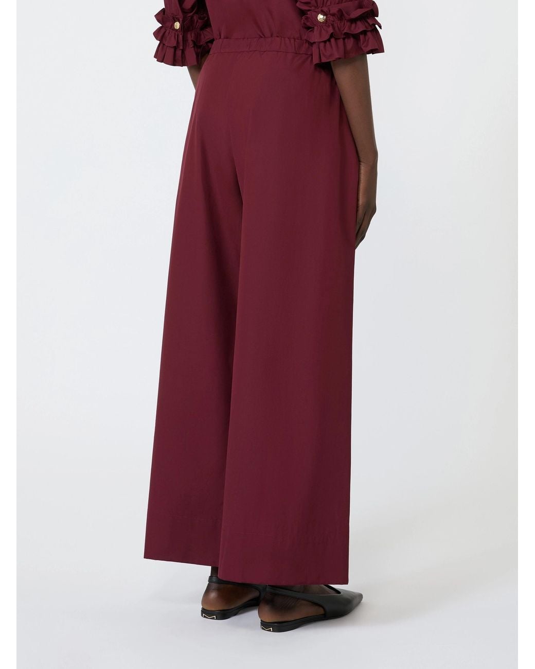 Max Mara Red Drawstring Wide-Leg Trousers