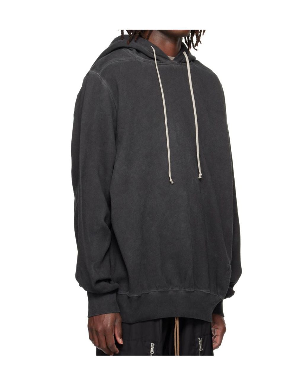 Rick Owens Gray Drawstring Hoodie for men