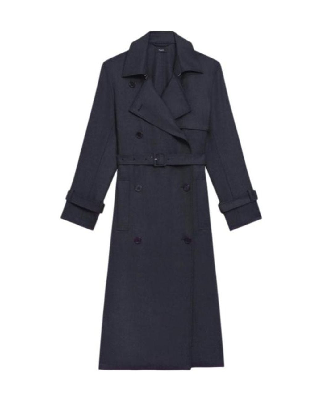 Theory Blue Long-Sleeve Trench Coat