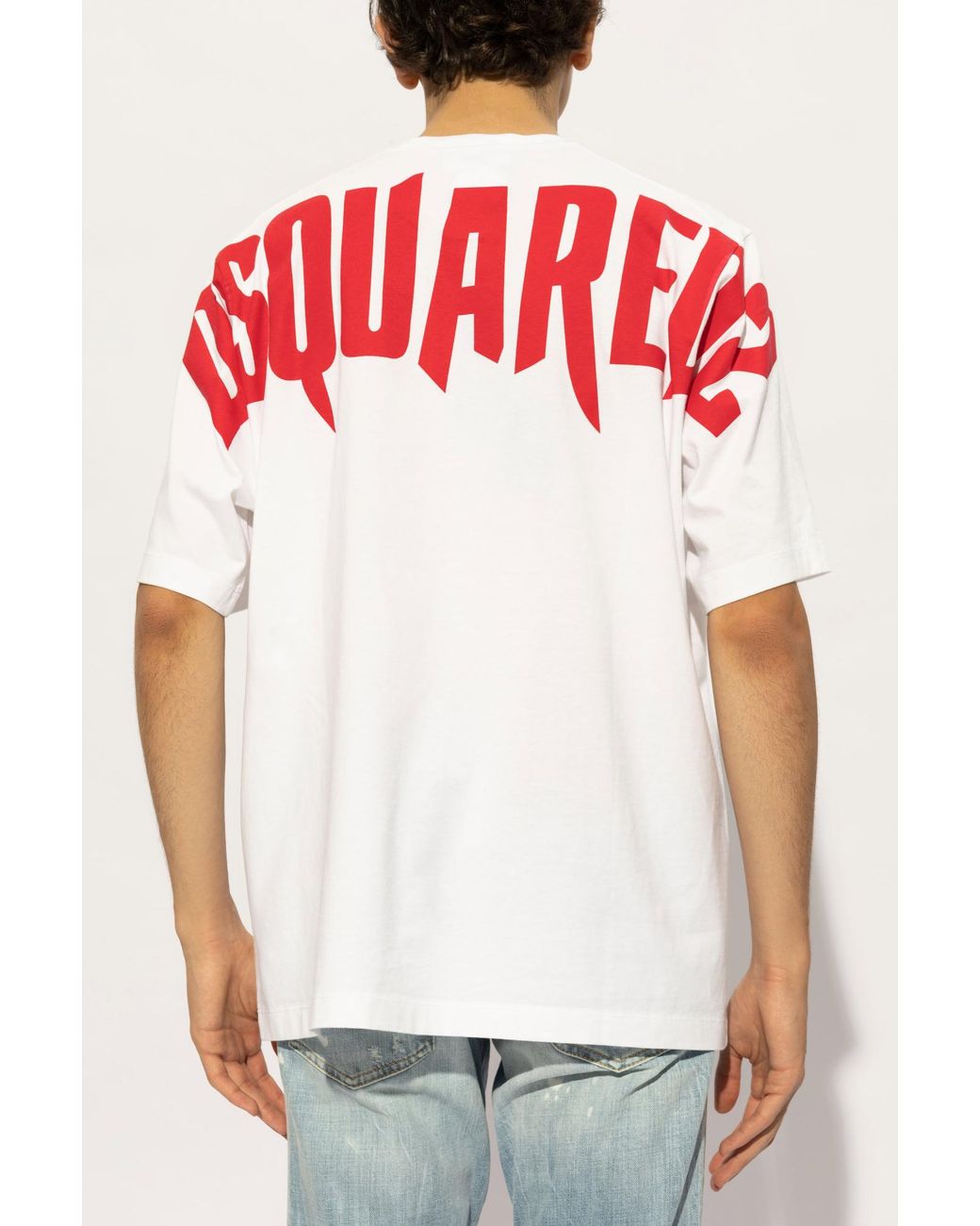 DSquared² White Logo Printed Crewneck T-Shirt for men