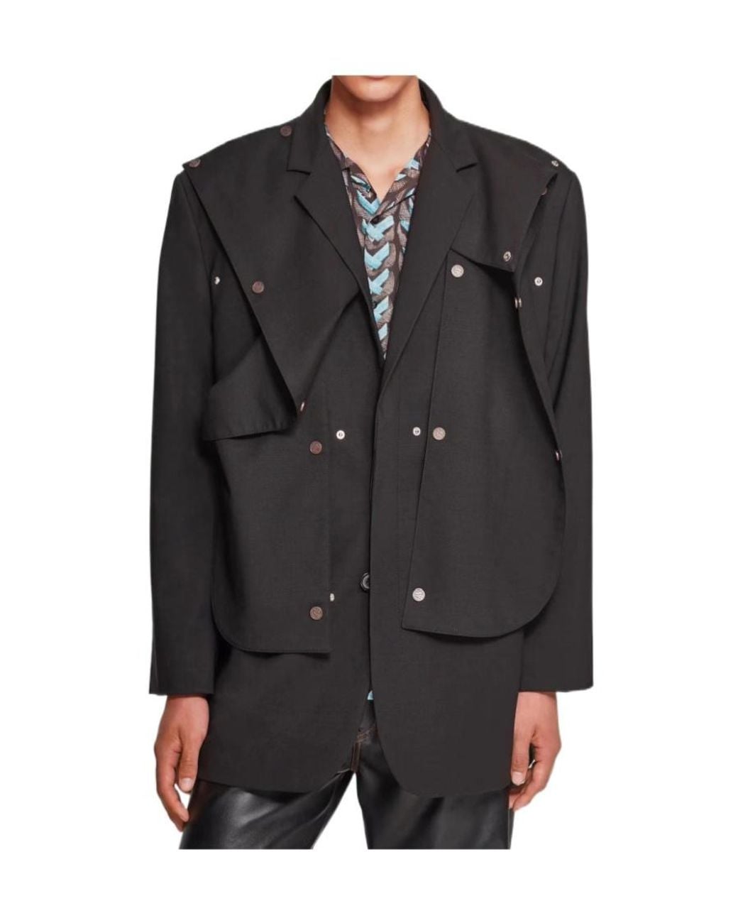 Y. Project Black Snap Panel Layered Blazer for men