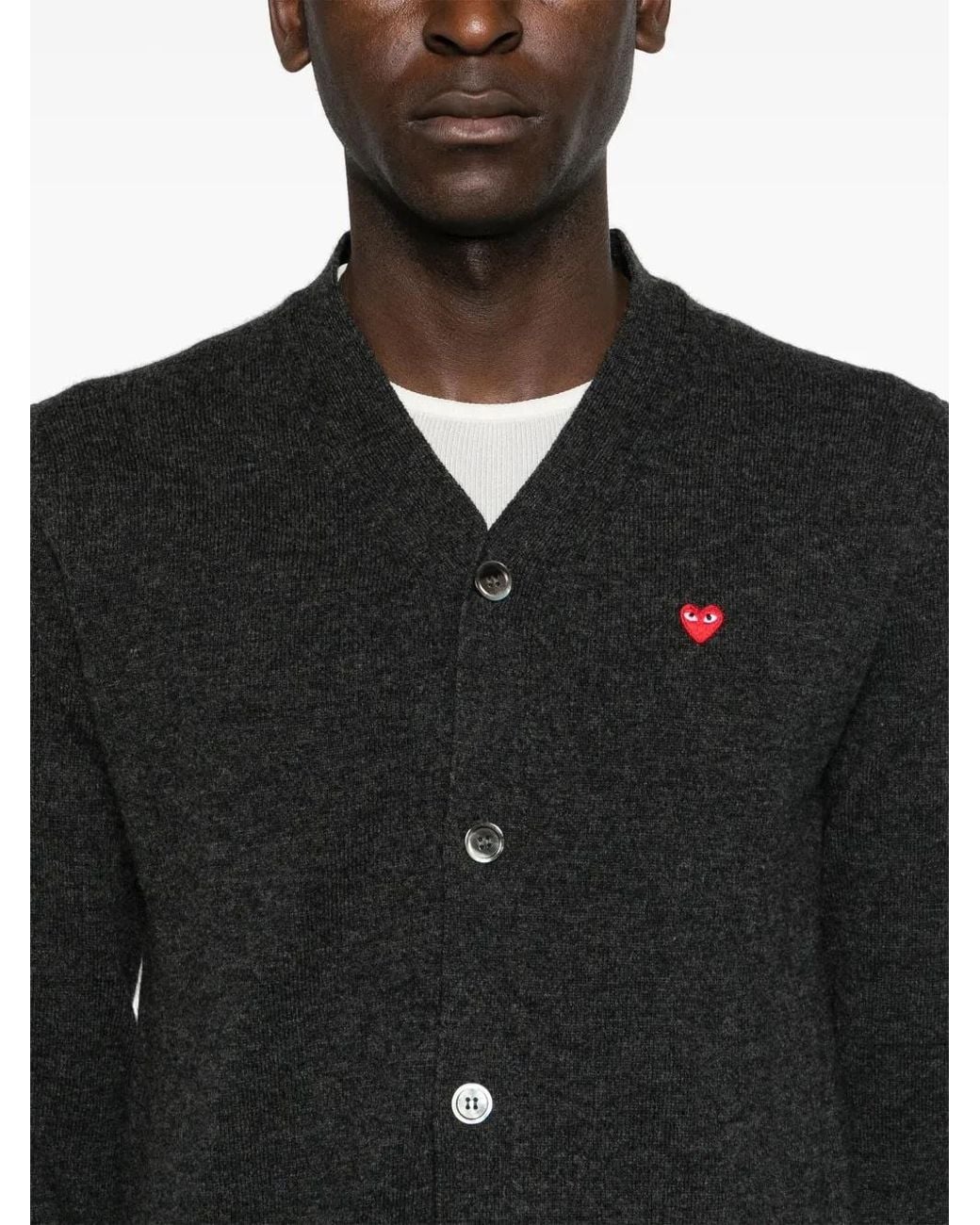 Comme des Garçons Black Heart-Patch Wool Cardigan for men
