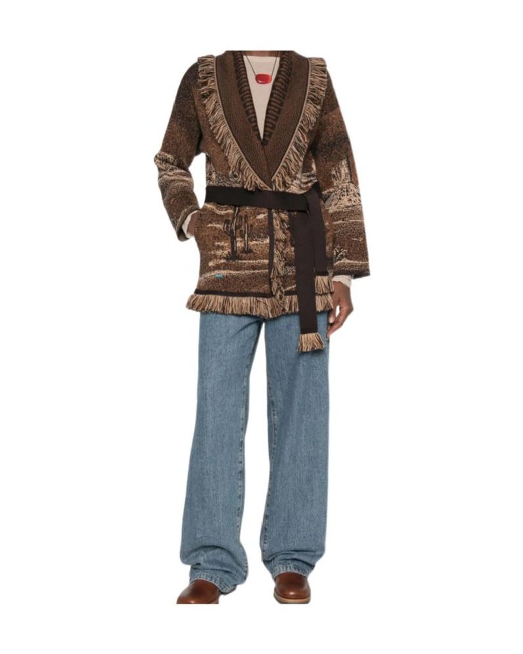 Alanui Brown Wild Wild Wool Cardigan