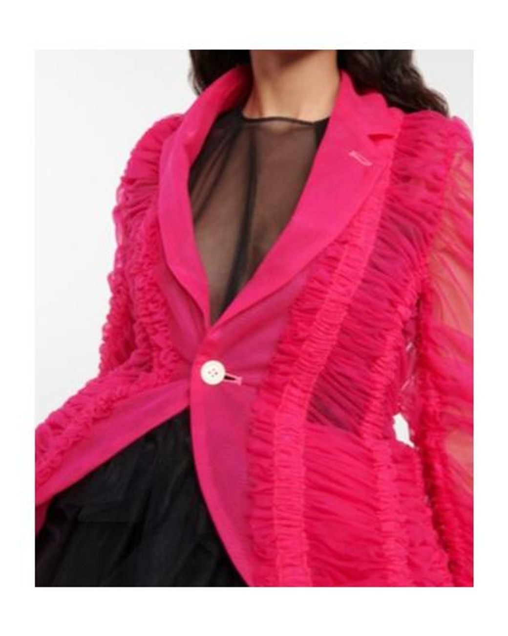 Comme des Garçons Pink Ruched Tulle Blazer Dress