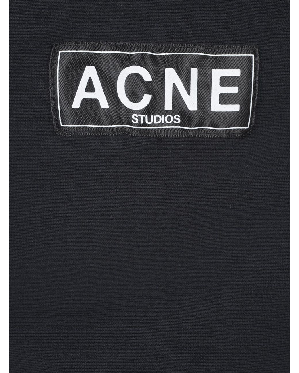 Acne Black Logo Printed Drawstring Hoodie for men