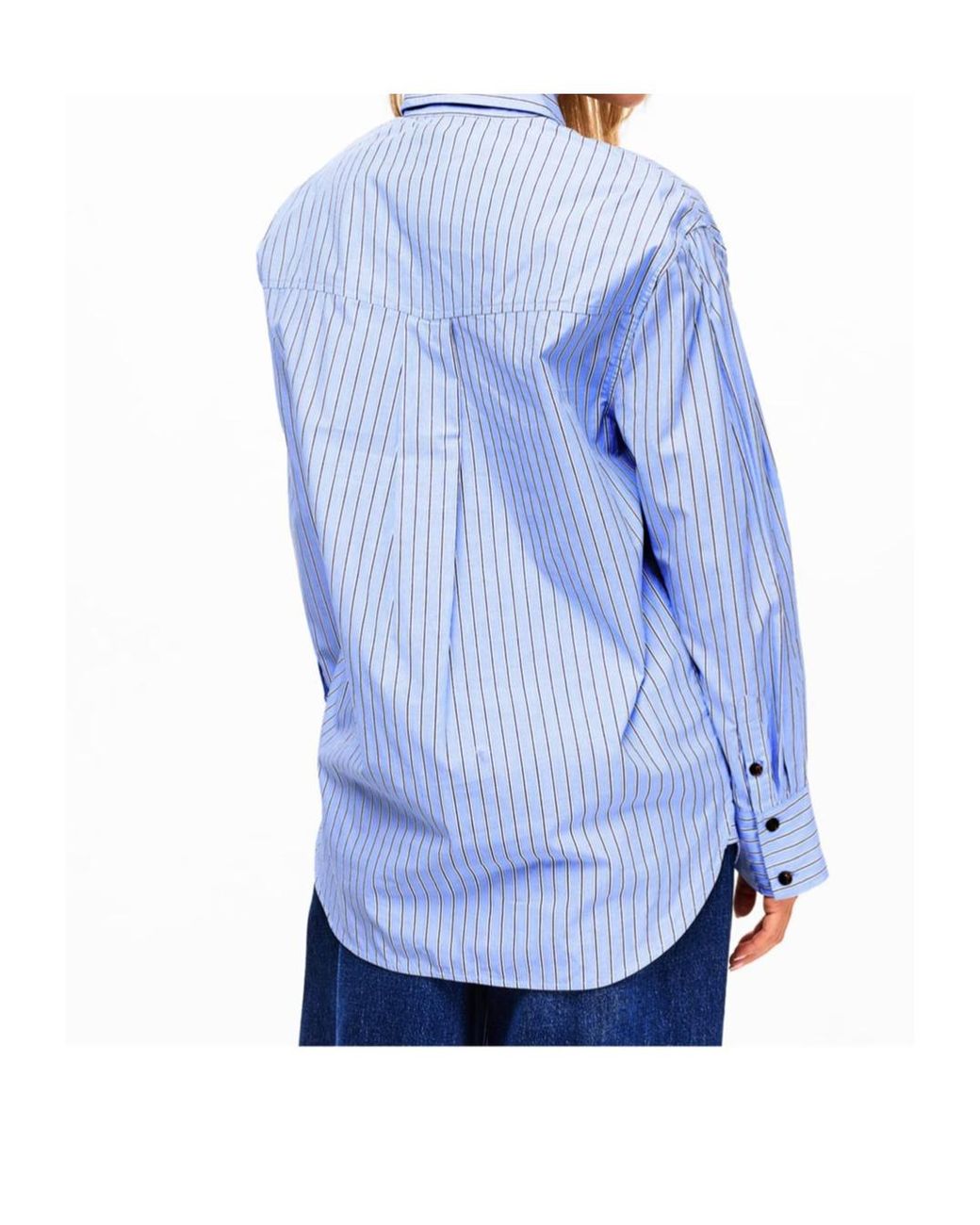 Ganni Blue Stripe Cotton Oversized T-Shirt