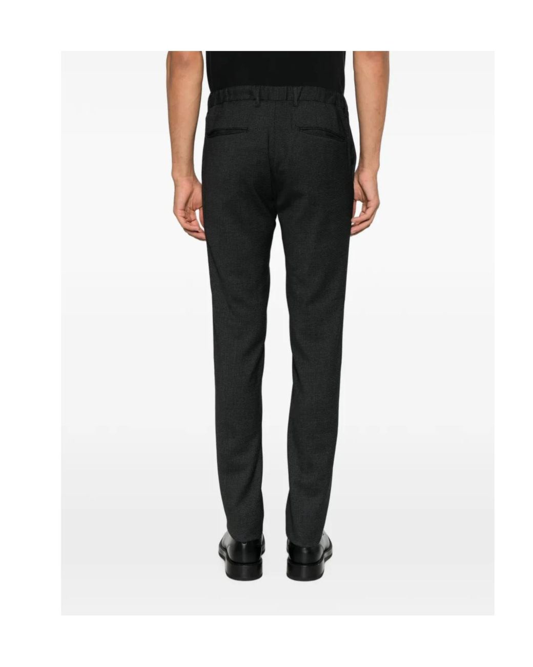 Incotex Black Houndstooth-Pattern Tailored Trousers for men