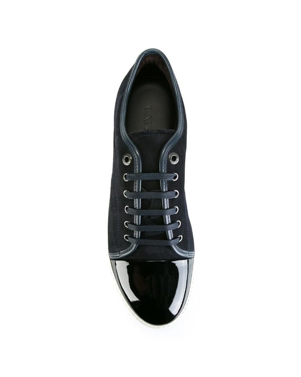 Lanvin Black Dbb1 Patent-Toe Low-Top Sneakers for men