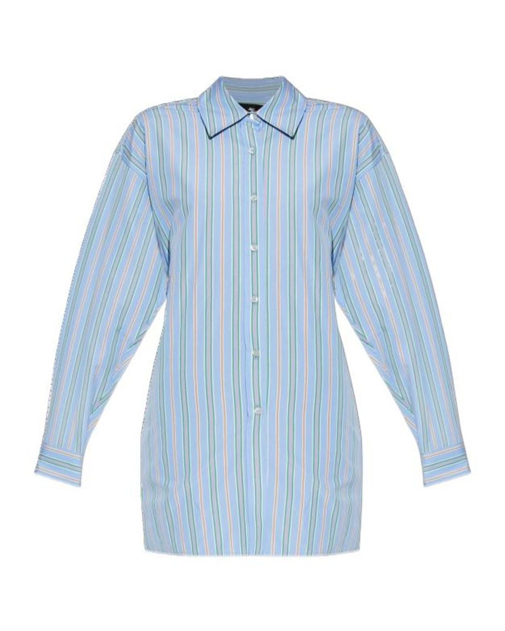Etro Blue Knot Detailed Striped Poplin Shirt