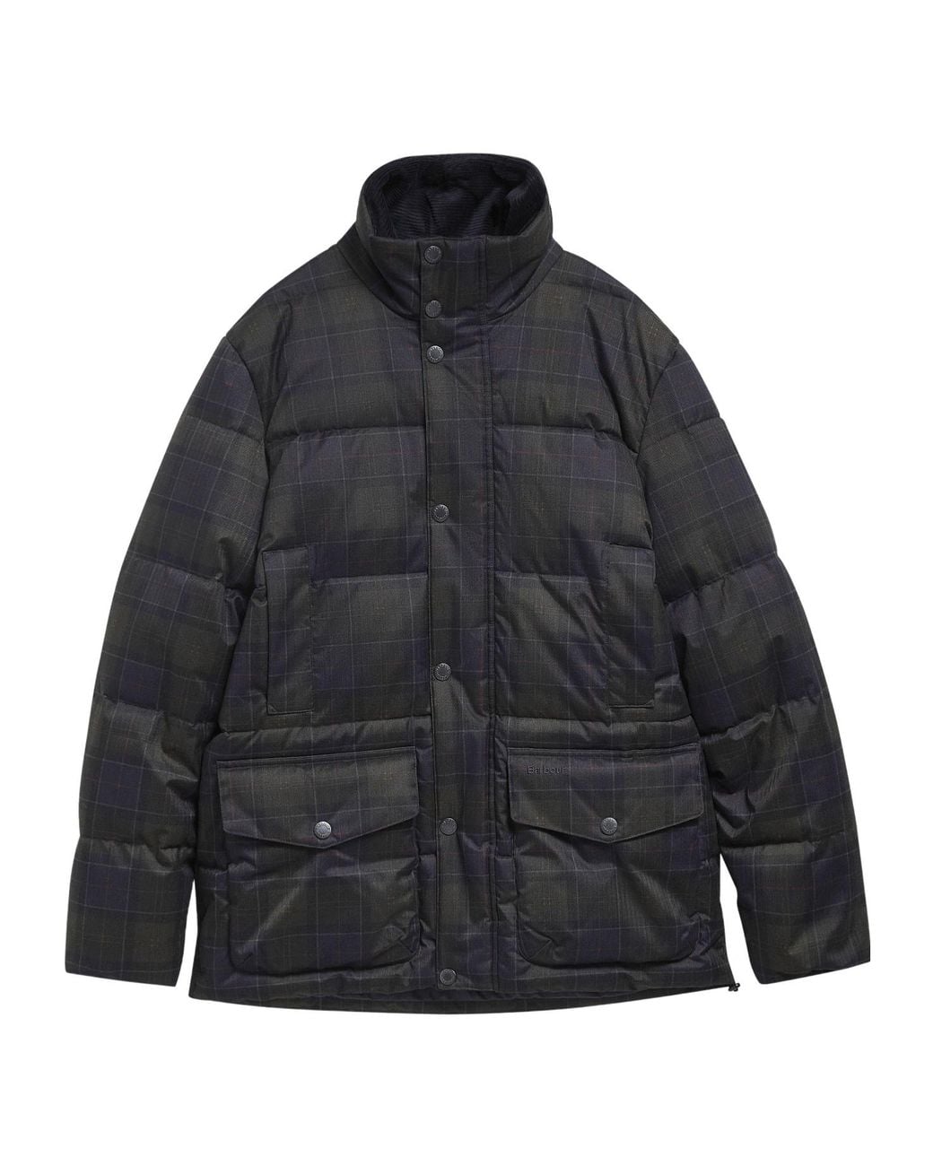 Barbour Black Plaid Standcollar Puffer Jacket for men