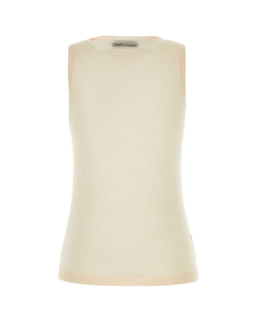 Prada Natural V-Neck Buttoned Tank Top
