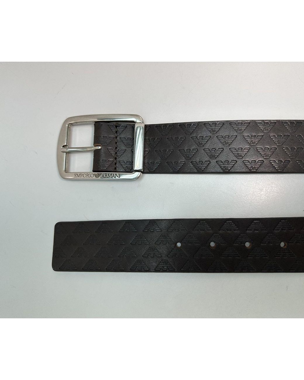 Emporio Armani Black Logo Embossed Belt for men