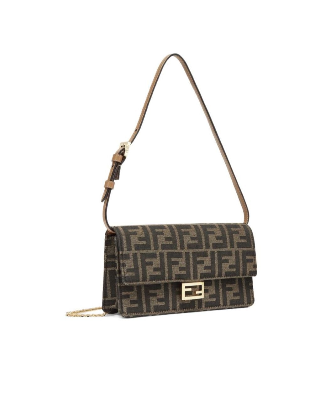 Fendi Metallic Baguette Ff Jacquard Chain-Linked Wallet