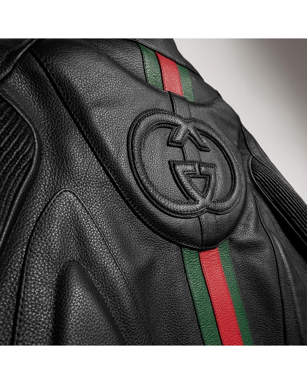 Gucci Black Soft Grainy Bull Leather Biker Jacket for men