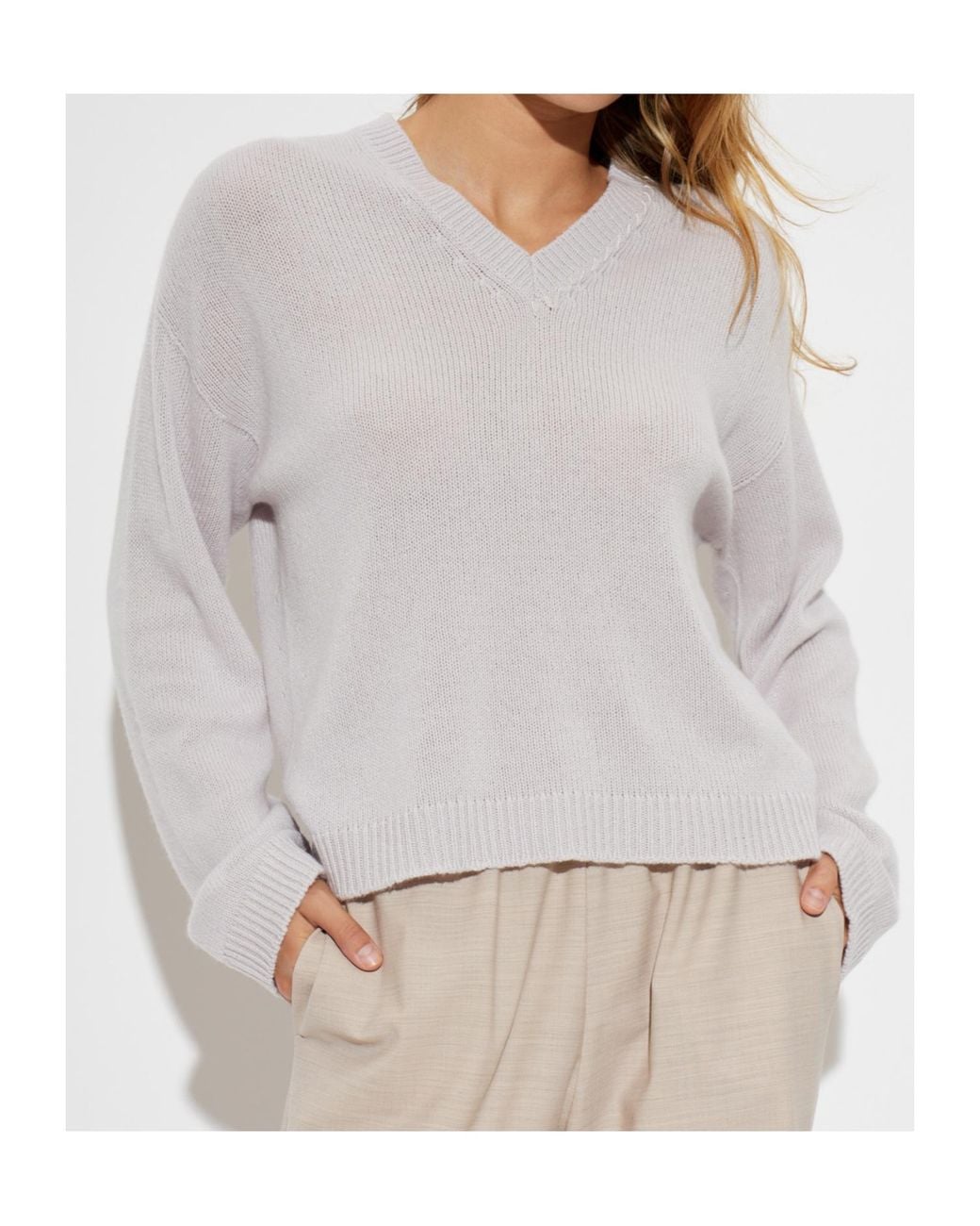 Fabiana Filippi White Embellished V-Neck Knitted Sweater