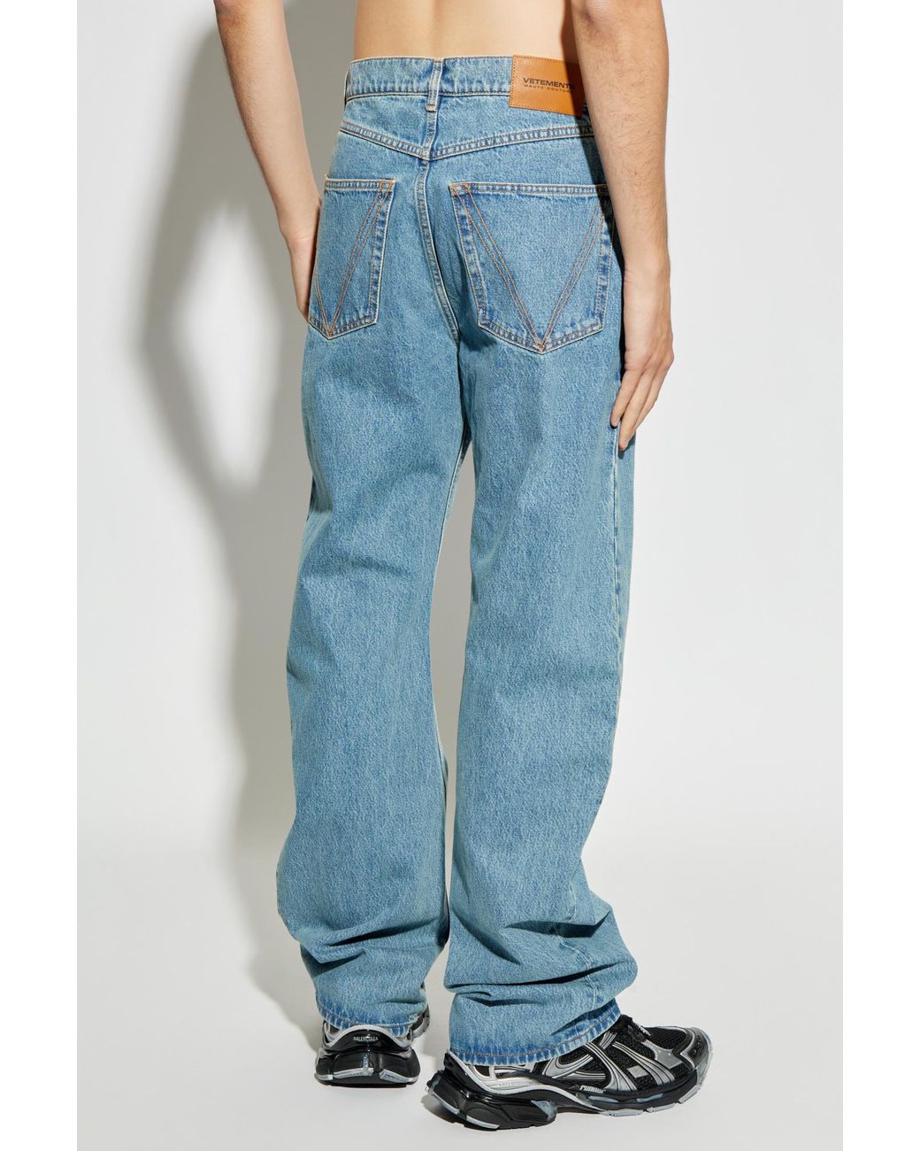 Vetements Blue Logo Patch Jeans for men