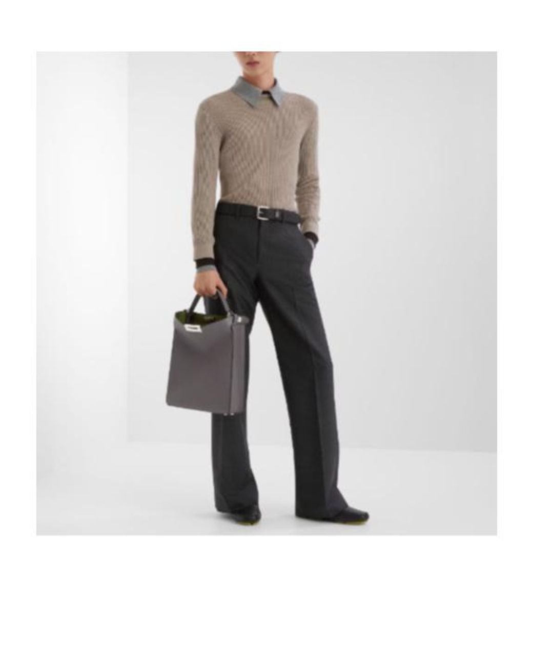 Fendi Gray Peekaboo X-Lite Small Tote Bag for men