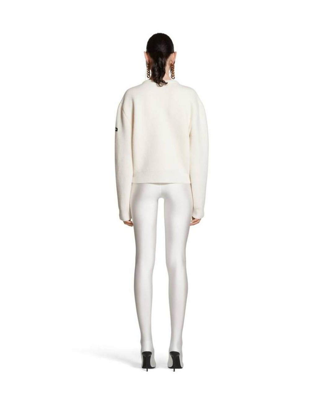 Balenciaga White Logo Patch Knitted Jumper