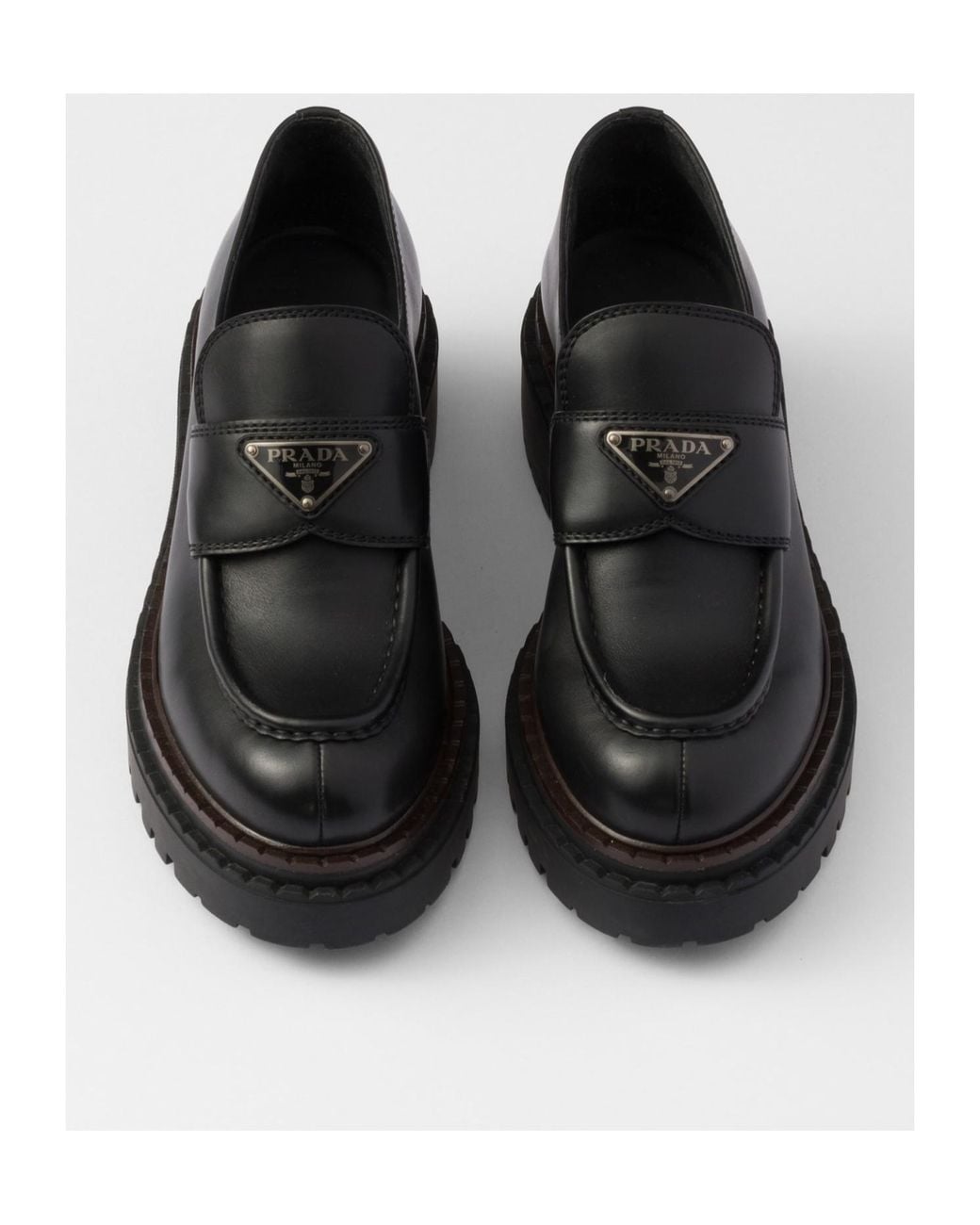 Prada Black Triangle-Logo Slip-On Loafers