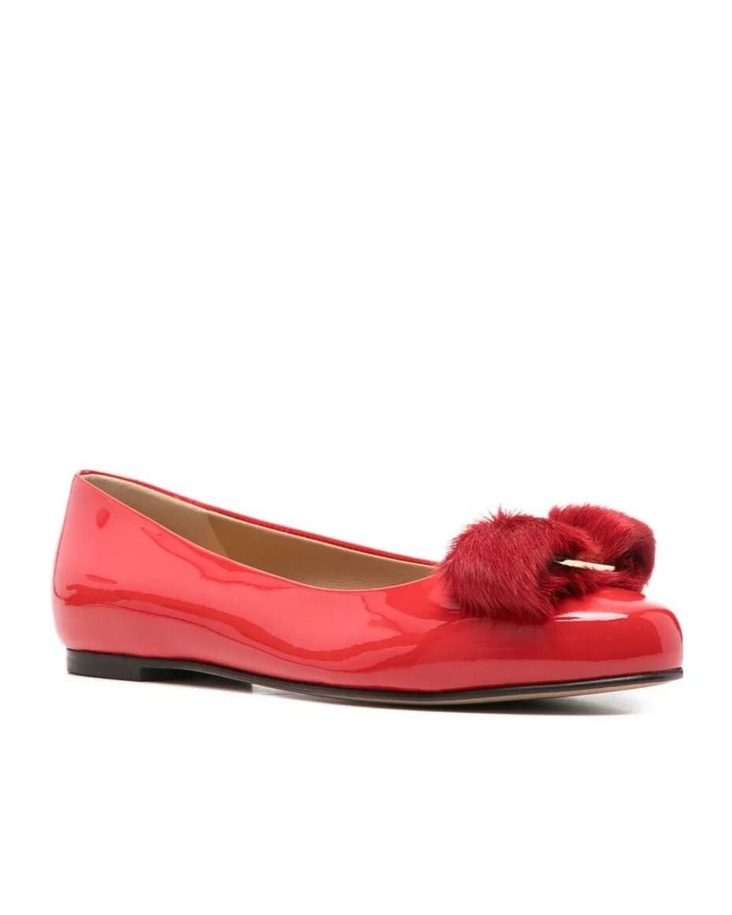 Ferragamo Red Vara Ballet Flat