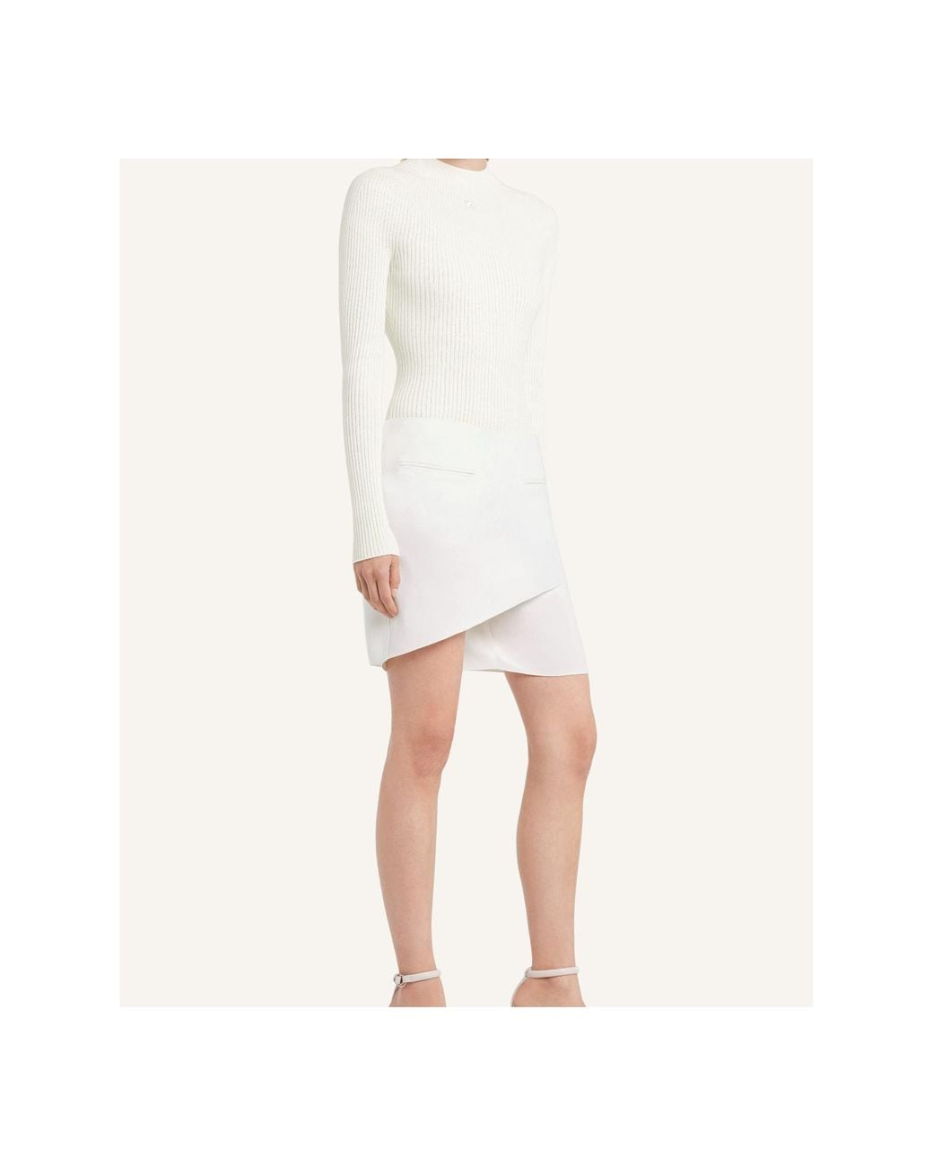 Courreges White Pinko Solar Light Ribbed Mockneck Jumper
