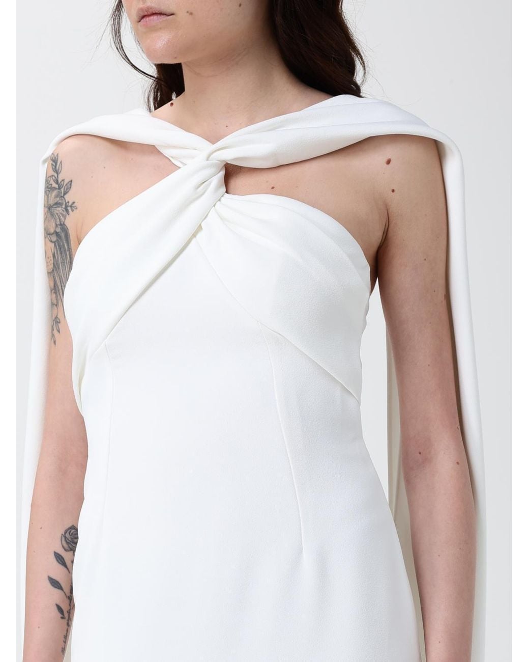 Solace London White London Rona Maxi Draped Bow Dress
