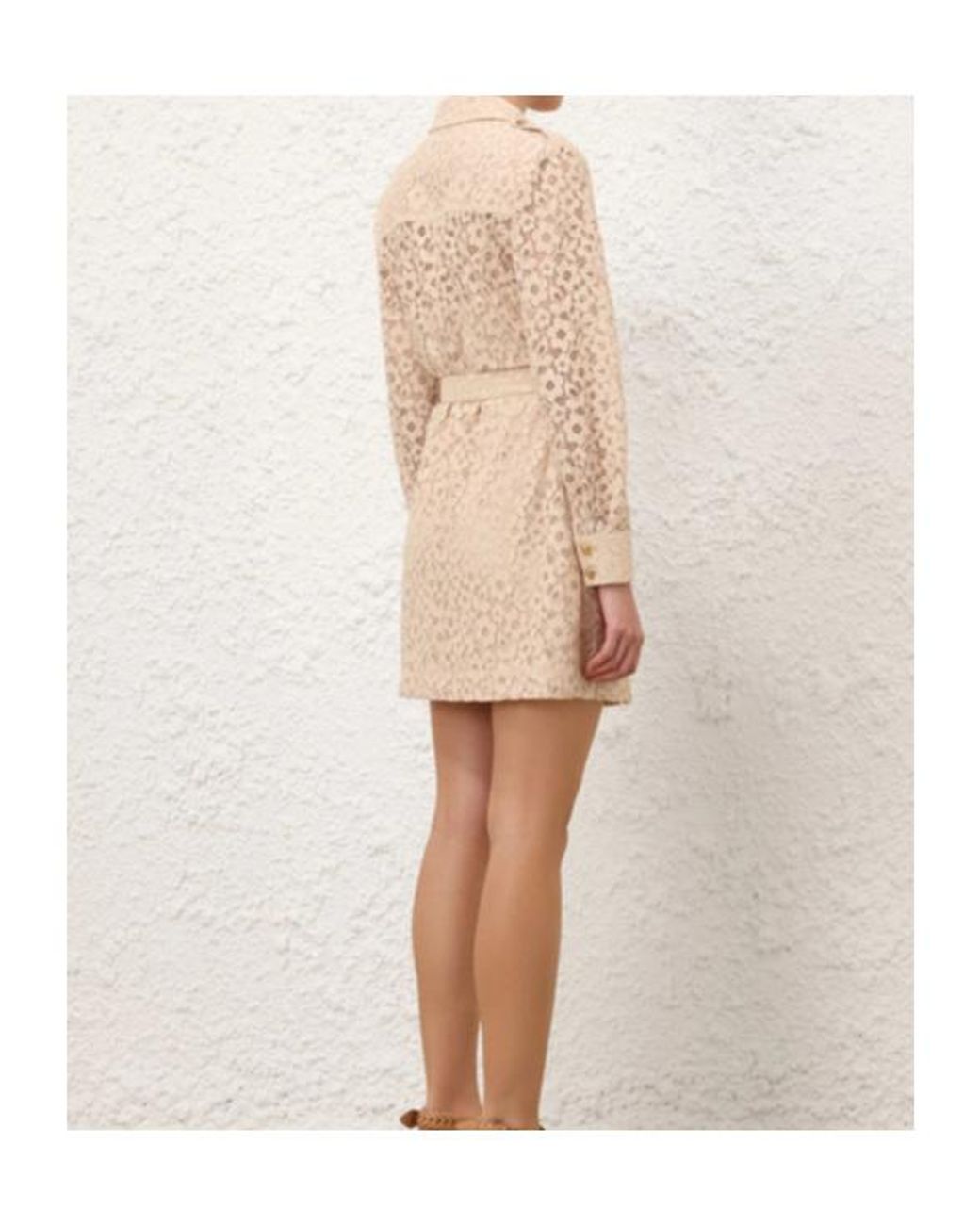Zimmermann Natural Floral-Lace Belted Mini Dress