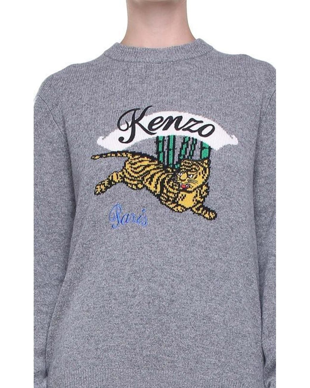 KENZO Gray Jumping Tiger Sweater for men